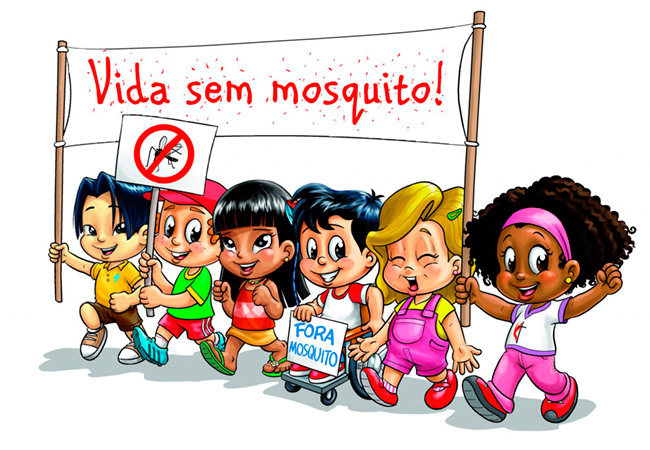 Imagem dos Aventureiros segurando a faixa da campanha "Vida sem mosquito"
